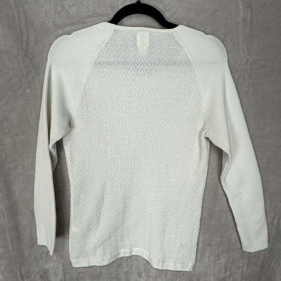 Title Nine Sweater Womens Extra Large White Chevron Knit Long Sleeve Stretch - Picture 6 of 11